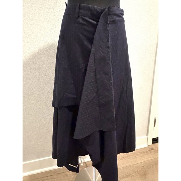 Zara Women Midi Skirt Small Black Pinstriped handkerchief Asymmetric High Low - Picture 5 of 14